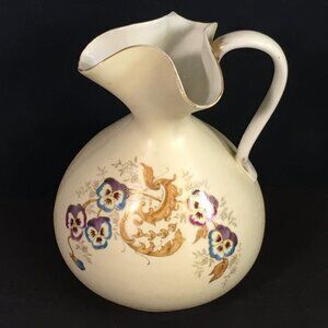 Antique Victoria Carlsbad Austrian Ewer with Hand Painted Floral Design